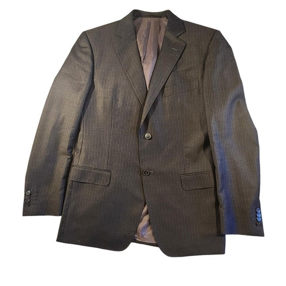 Zegna Blazer Mens 40R Gray Pinstripe Wool Two Button Suit Jacket‎ Made Italy